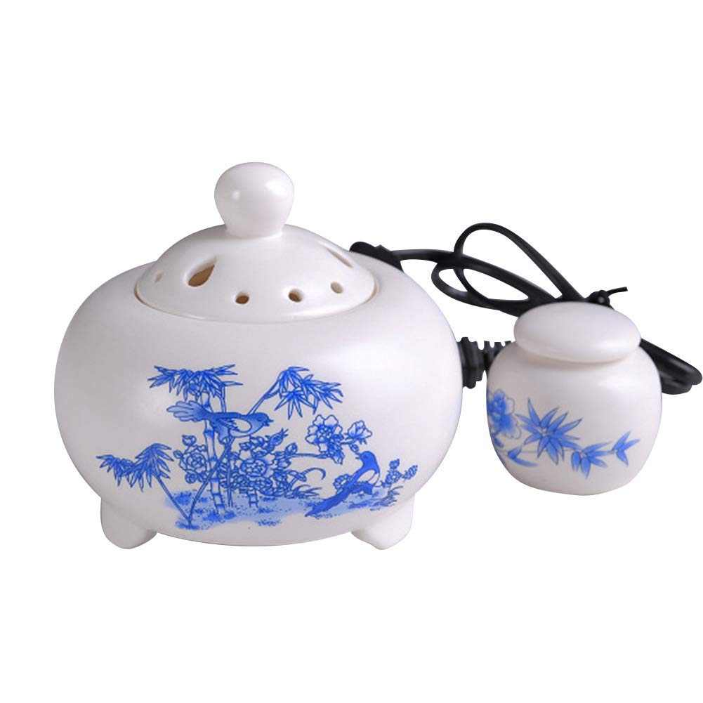 KAXOBopishop Ceramic Incense Burner-Adjustable Temperature Agarwood Aromatherapy Essential Oil Diffuser - Suitable for Office Home Spa Aromatherapy Stove,F