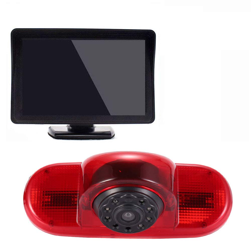 Lampa hamowania HD kamera z monitorem LCD 4,3 cala, noktowizor, kamera cofania zamiennik do Opel Vivaro Surf Concept/Movano X70 Kasten/Vauxhall/Combo/Trafic/Peugeot Expert 222 223 224/Citroen Jumpy