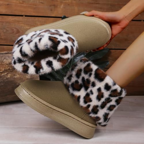 Snow Boots for Women Suede Faux Fur Lining Anti-Slip Winter Snow Warm Plush Booties Slip On Short Ankle Boots3
