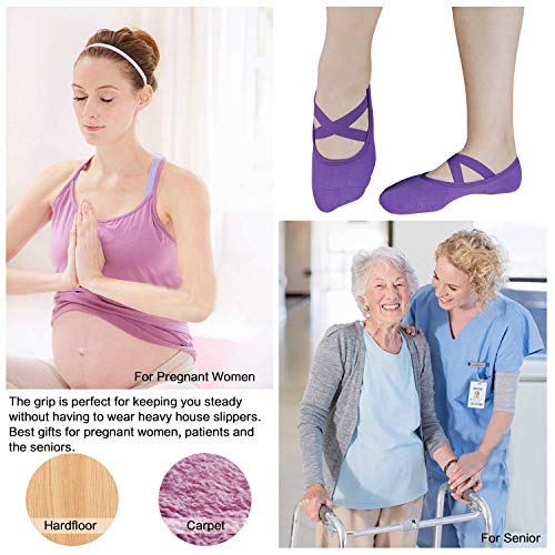 image for Yoga Barre Socks, Ristake Pilates Socks Non Slip Sticky Toe Grip Acces