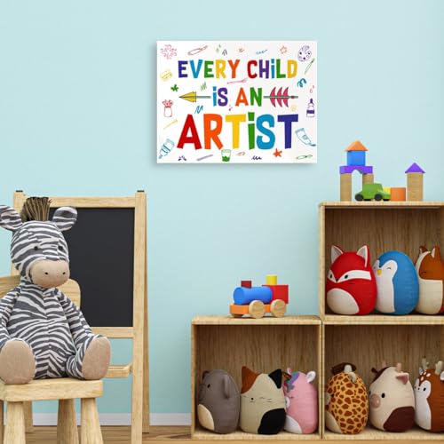 Inspirational Quotes Wall Art for Kids,Every Child Is an Artist Canvas Wall Art,Positive Motivational Wall Decor for Nursery Classroom Kids Room Home Office - Image 5