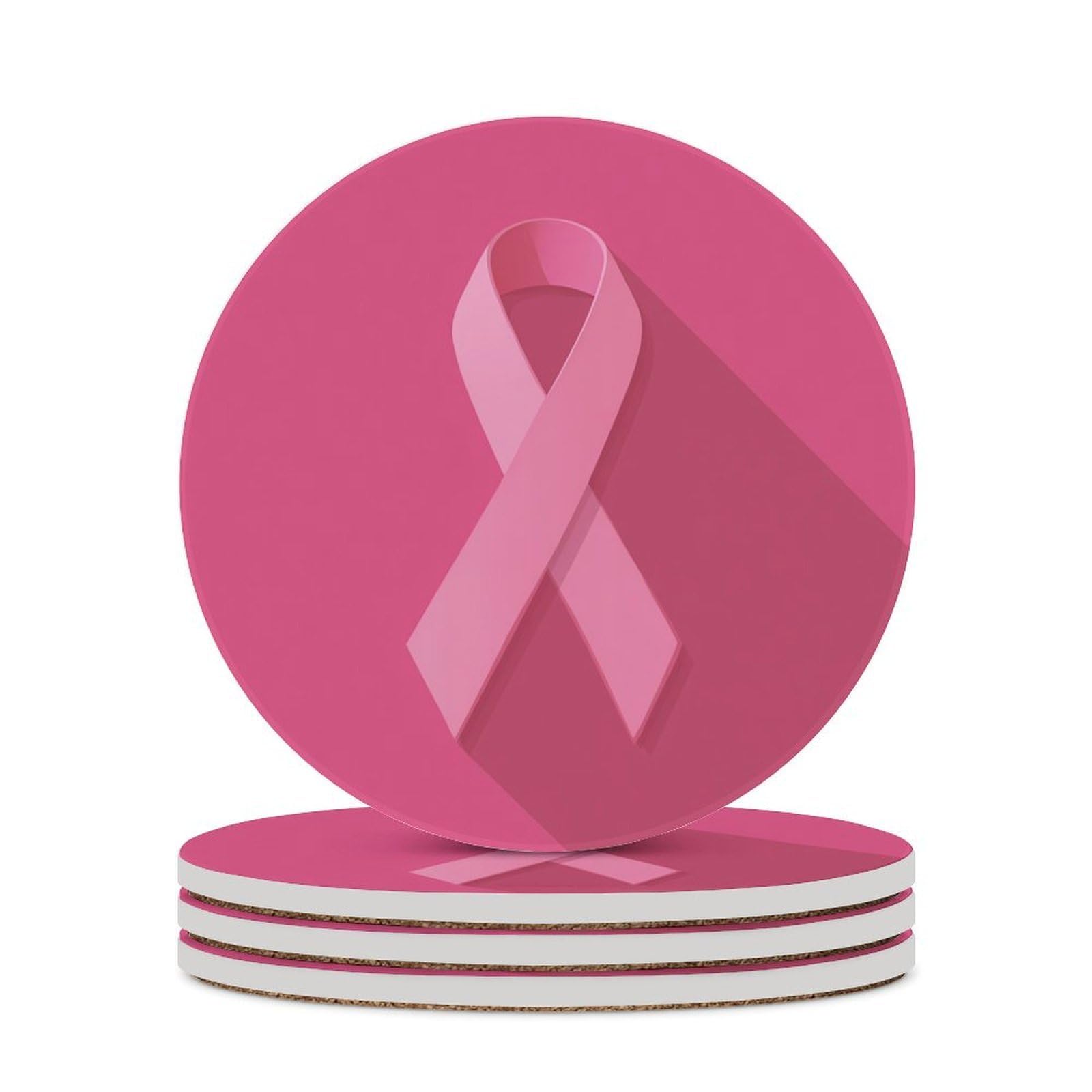 Pink Ribbon Simple Coasters Set of 4 Absorbent Coasters
