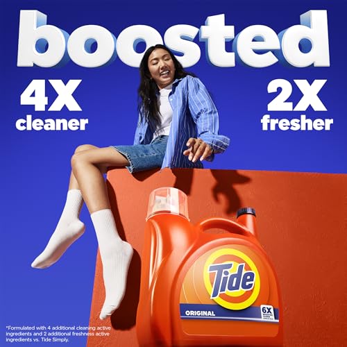 Image of Tide Liquid Laundry Detergent, Original Scent, 126 Loads, 158 fl oz, Boosted Clean even in cold water, laundry soap, concentrated liquid detergent