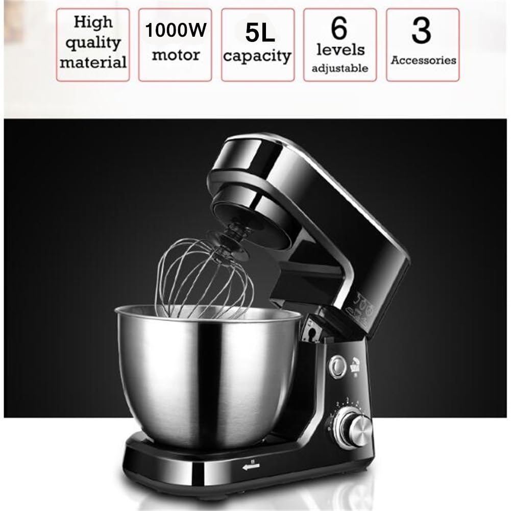 Sbattitore Elettric 3 In 1 Impastatrice Planetarne Z Regulowana Głowica Pochylająca 1000W Prędkości Miska Mieszania Ze Stali Nierdzewnej 5L Do Pieczenia Jajka Koktajl ( Kolor : Biały