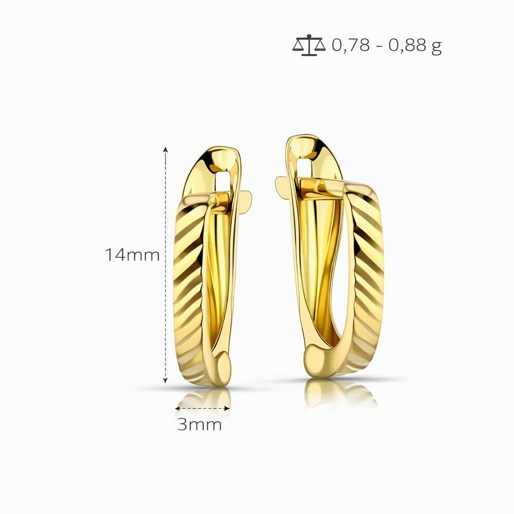 LAMUR Ohrringe aus 585er-Gold, Goldohrringe für Damen, Damenschmuck aus Gelbgold, Englischer Verschluss