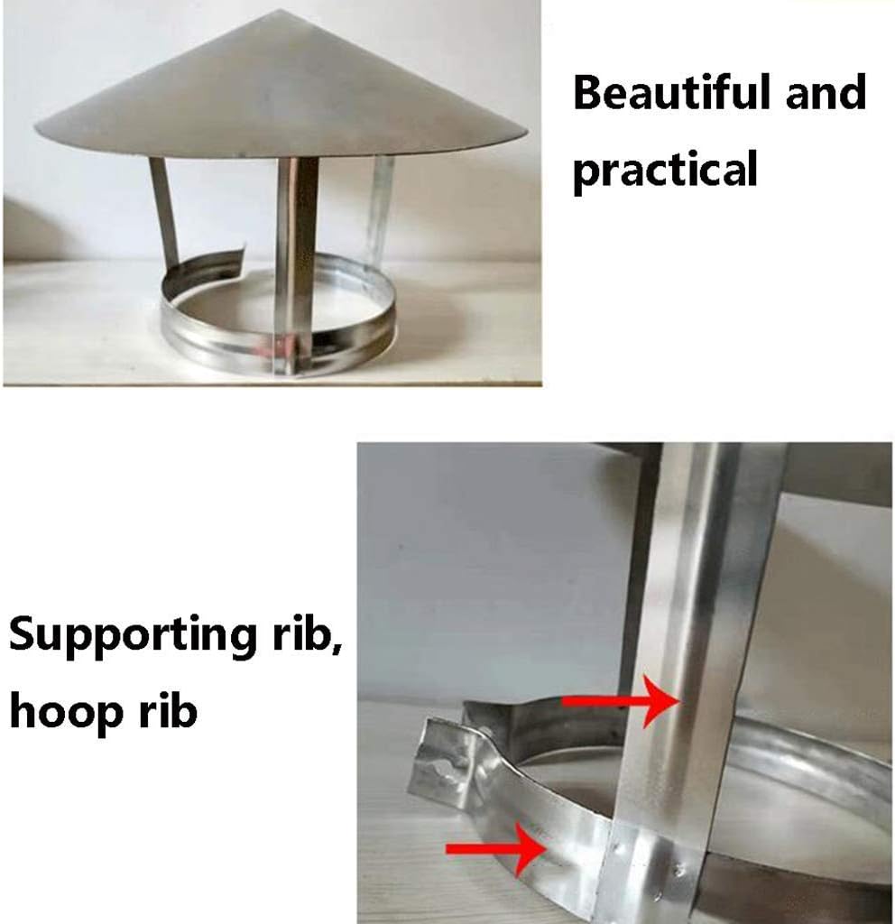 Chimney Cowl, Stainless Steel Pipe Rain Cover Protector Cap Ending Roof Cowl for Ducting Ventilation Cap Rain Hat Hood (80mm)