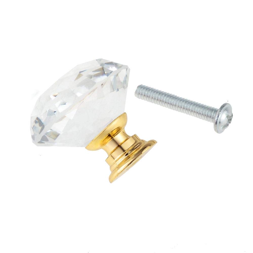 Bszcxbvmp 30Mm Gold Crystal Drawers Knobsb, Crystal Glass Cabinet Drawer Closet Door Knob Handle Multicolor(30Mm Gold)