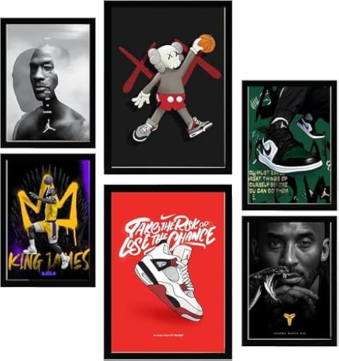 Nacnic Set De 6 Iconic Basketball King James Jordan Nike Pósters Con Ilustración De Diseño Para Decorar Las Paredes Del Hogar Habitaciones, Oficina Tienda Y Negocio A3 Y A4 Sin Marco | Ya disponible en tu tienda friki favorita! En mundofriki.es!