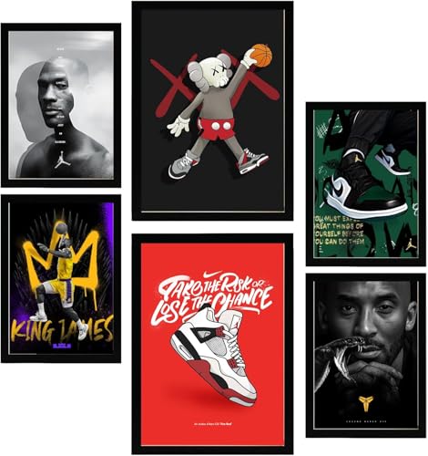 Nacnic Lot de 6 Le roi du basket-ball emblématique James Jordan Nike Affiches avec illustration...