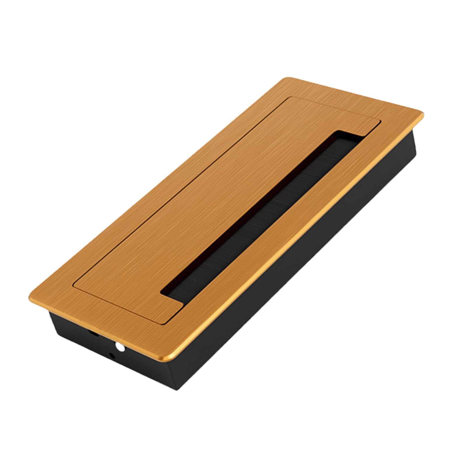 Desk Cable Hole Cover with Brush Insert Metal Rectangle Grommet Thickening Cable Hole Cover for Office Cable Management