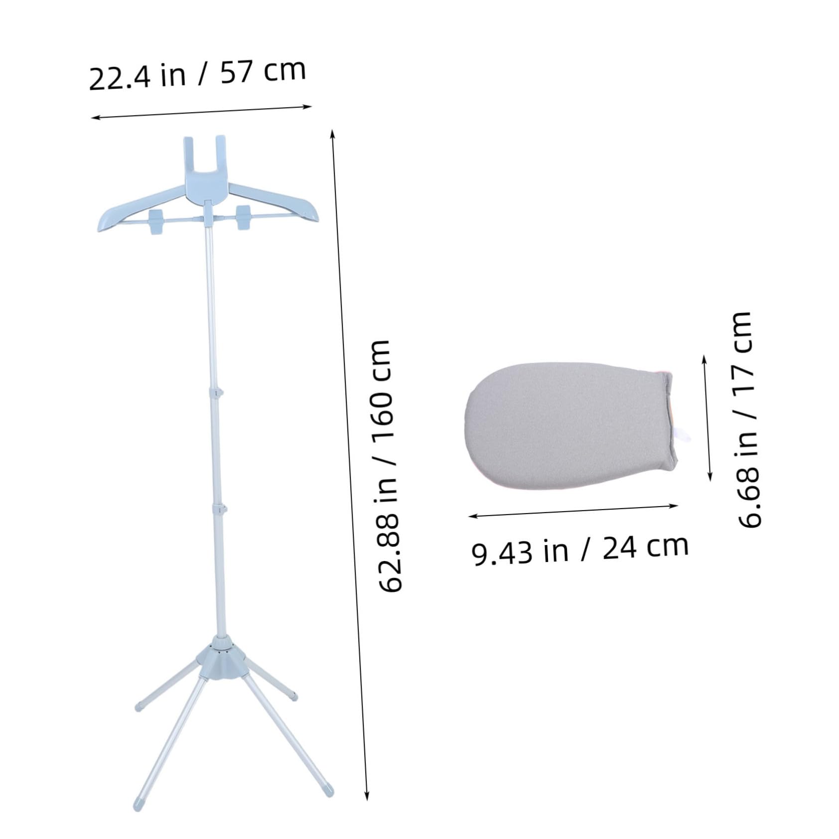 IWOWHERO Portable Clothes Rack Folding Steam Rack for Clothes 2-in-1 Garment Stand Hanging Stand
