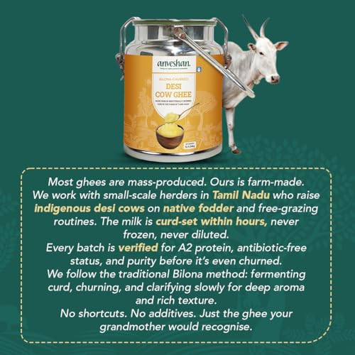Image of Anveshan A2 Ghee (5L Stainless Steel Dolchi) | Traditional Bilona Method | Curd- Churned | Cultured | Pure and Nutural | Lab Tested | Free-grazed, Grass-fed Desi Cows (Pack of 2)