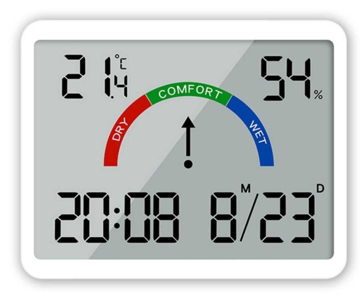 Anso Sveglia Elettronica LCD Con Termometro E Umidità – Orologio Da Tavolo O Parete Con Funzione Snooze