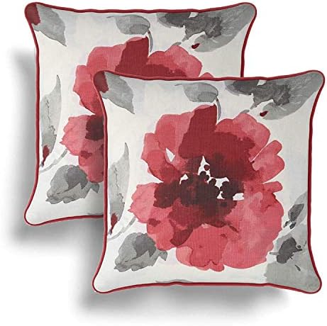 IT IDEAL TEXTILES Set of 2 Pink Striped Cushion Covers, Pair of Blush Stripe Design Cotton Cushion Covers, Luxury Piped Trim Cushion Cases, Sofa Chair Throw Pillow Cases, 17" x 17", 43cm x 43cm