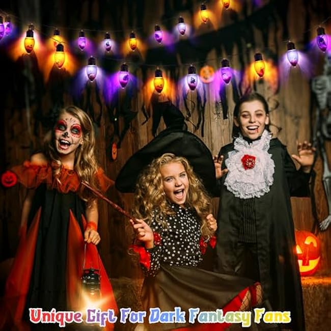 Halloween String Lights with 12 Spooky Dolls String Lights for Outside White Lights String Indoor Battery Twinkle Lights Indoor Lights for Decoration