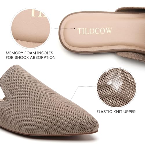 Image of Tilocow Knit Mules Office Slip on Loafers Business Casual Flats for Women