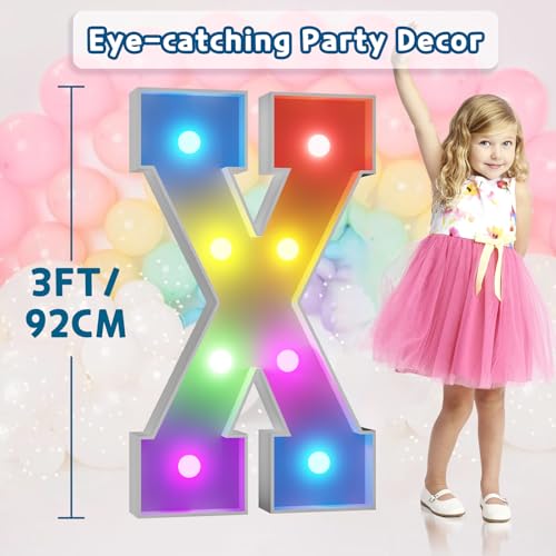 Image of Imprsv Colorful 3FT Marquee Letters X, 18 Colors Large Light up Letters