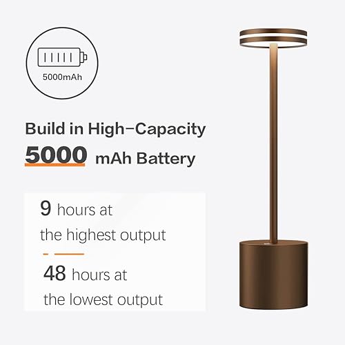 Miniatura 2 de Hapfish Paquete de 2 lámparas de mesa inalámbricas, 5000 mAh portátiles para exteriores, funciona con pilas, regulable, luz LED recargable