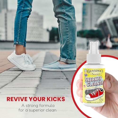 Image of Grandma's Secret Shoe Cleaner - Stain Remover Spray for Rubber, Canvas and Leather - Removes Dirt, Grime and Grass - Sneakers Cleaner for Outdoor Shoes, Slippers and Moccasins - 3 Ounce