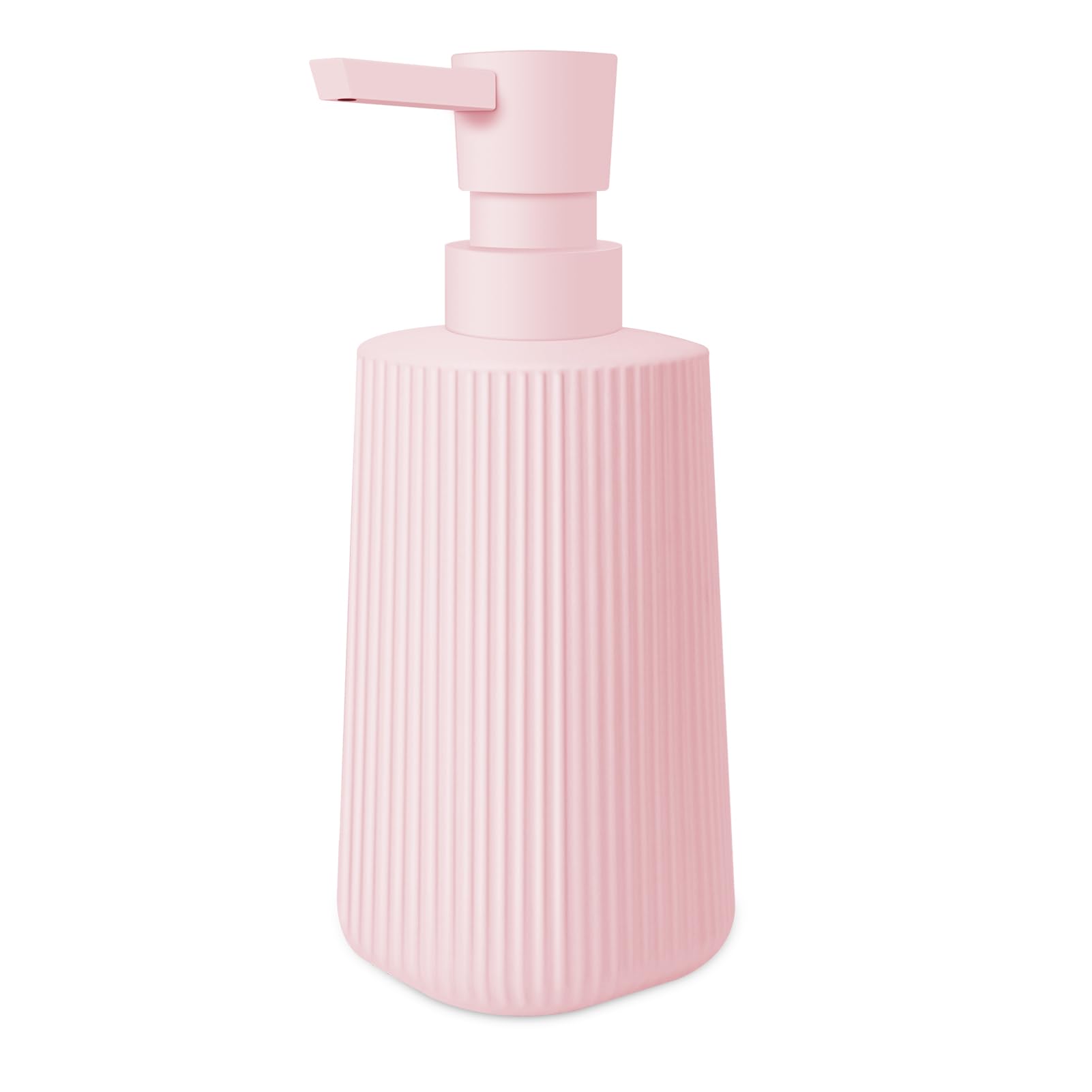 Dispensador Jabón Baño de Cristal Dispensador de Líquido con Diseño de Rayas 250m Dispensador Jabón Cocina con Bombal para Fregaderos de Baño y Cocina (Rosa)