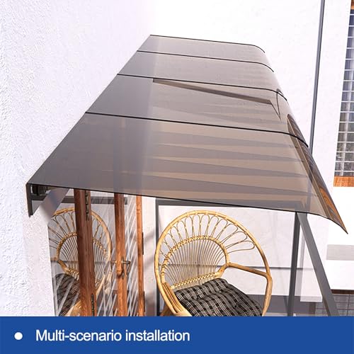 Auvent de porte 50x300 cm en polycarbonate courbé pour protection extérieure