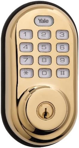 Yale Real Living Electronic Push Button Deadbolt Fully Motorized with Zwave Technology, Polished Brass