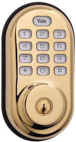 Yale Real Living Electronic Push Button Deadbolt Fully Motorized With Zwave Technology, Polished Brass #TOP22