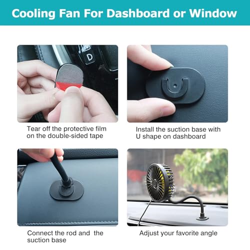 Image of RIGGEAR Car Fan, USB Powered Car Cooling Fan for Front Dashboard /Headrest /Baby Stroller, Powerful 3 Speed, Quiet Motor with 360 Adjustable Flexible Rod, Best USB Table Top Fan for Home, Office