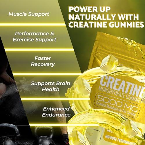 Image of Creatine Gummies 5000mg, 30 Servings Creatine Monohydrate Gummies - Third-Party Tested Creatine for Women, Pineapple Flavor Creatine for Men, Muscle Growth, Strength, and Recovery - Pack of 1