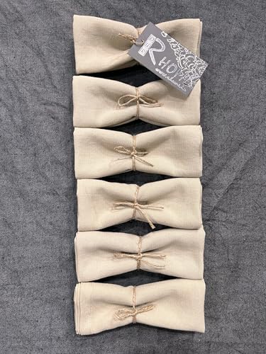 Image of R home Solid Cotton Table Napkins, Soft Cloth Napkins for Dining Table, Reusable & Washable, Ideal for Formal Dining, Cocktail Nights, Weddings, Home Bar & Table Decor (6, Beige)