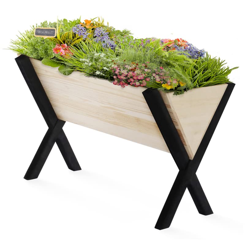 IDMarket - Carré Potager PADY jardinière sur Pieds Bois et Noir Balcon et terrasse