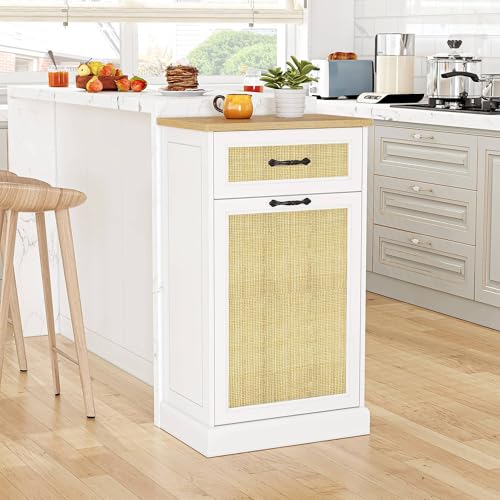 Image of Space-Saving Tilt-Out Kitchen Trash Can Cabinet with 10-Gallon Hidden Storage - Freestanding Garbage Disposal Solution for Organized Kitchens