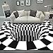 RUGMRZ Alfombra Juegos Infantil 3D Visual Redondo Alfombra Cuadrado Sala de Novio Blanco Y Negro Mesa Estereoscópica Y Silla Mats Epidemic Táctil Peludo Corta alfombras dorm60X90CM/1ft 12''X2ft 11''