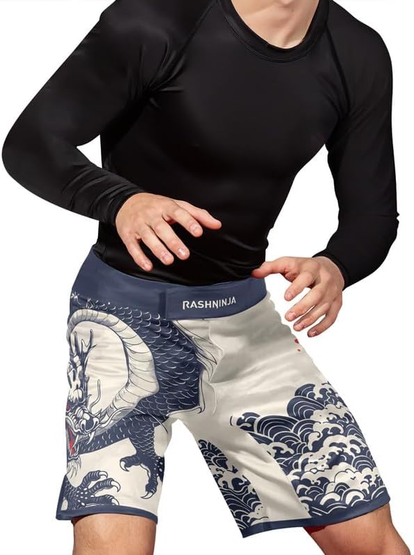 Dragon Men’s Jiu Jitsu Fight Shorts – MMA Boxing Trunks for No Gi Training Kickboxing