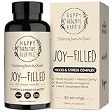 Joy-Filled Mood Support Supplement - 7 Herb Complex + St. Johns Wort | Stress Relief – Helps Calm The Mind & Body | 100% Plant-Based Happy Pills, Ashwagandha, Rhodiola Rosea | Adaptogens, 60 Ct