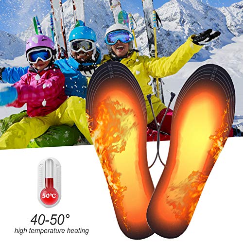 Nuonove Heated Insoles Sole Warmer Foot Warmer Heat Sole Shoe Heating Thermal Insoles with USB Rechargeable Size 41/46 Black - Image 4