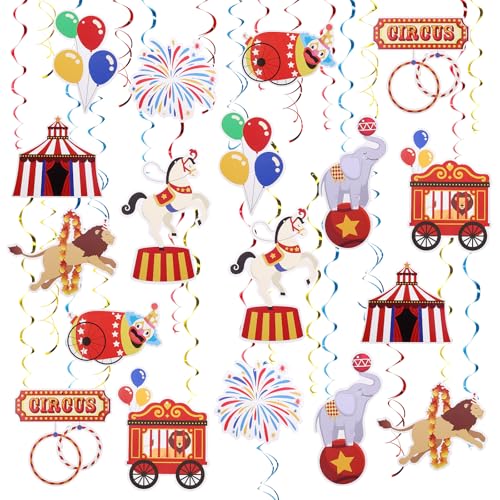 SOETDERT 48 Guirlandes de Carnaval, Guirlandes Spirales Clown, Décoration de Cirque, Serpentins Suspendus pour Carnaval, Plafond, Fête d'anniversaire de...