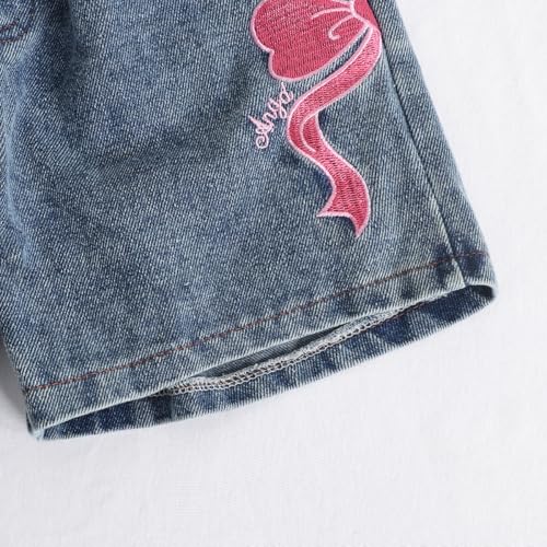 Image of Ayzozuy Kid Girl Clothes Shorts Set 2 Piece Outfits Summer Casual Short Sleeve Top and Shorts Set for Girls 4-7