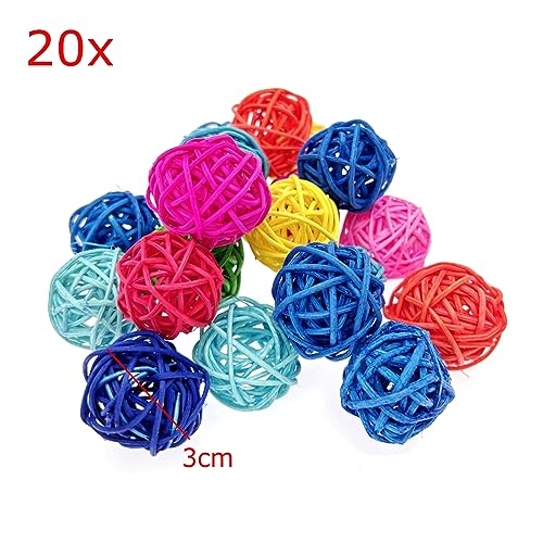 JZK Colorful Rattan Balls Bird Toy 3cm, Parrot Parakeet Chewing Toys, Pet Cage Bite Toy Decorations - Image 2