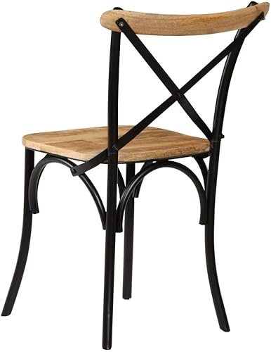 Miniatura 6 de Cross Back Dining Chairs Set of 2, 20.5x20.1x33.1 Black Solid Mango Wood Seat with Painted Steel Frame, Vintage Modern Accent Seating for Kitchen