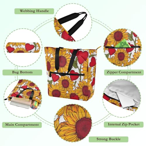 Bolsas de mano para libros y playa con diseño de girasol minimalista para adultos y niños 5