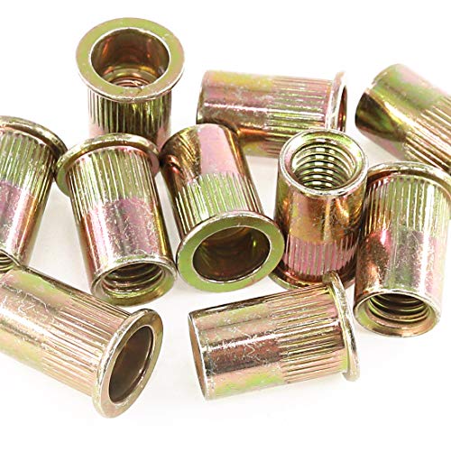 Rustark R-N-50 50-Pcs 1/2''-13Unc Mixed Zinc Plated Carbon Steel Rivet Nut Flat Head Insert Nutsert Assortment Kit thumb #5