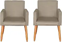 Kit 2 Poltronas Cadeira Decorativa para Sala de estar Cadeiras para Recepção Manicure Escritório Sala De Espera (CAPPUCCINO)