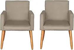 Kit 2 Poltronas Cadeira Decorativa para Sala de estar Cadeiras para Recepção Manicure Escritório Sala De Espera (CAPPUCCINO)