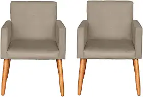 Kit 2 Poltronas Cadeira Decorativa para Sala de estar Cadeiras para Recepção Manicure Escritório Sala De Espera (CAPPUCCINO)