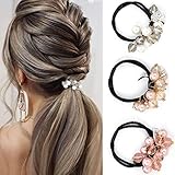 Bohend Rhinestone Ponytail Holders 3 Pcs Stretchy Hair Ties Hair Jewelry Ponytail Hair Accessories f
