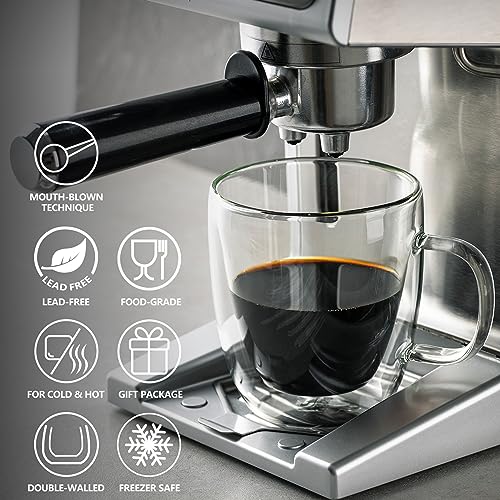 Sweese COFFEE MUGS HANDLES 12.5 OZ Double Wall Glass Coffee Mugs - 12.5 Oz Insulated Clear Coffee Mugs Set Of 2 thumb #6