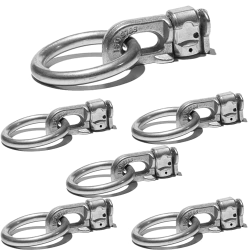 Safetytex Doppel Endfitting mit Ring - Endbeschlag Stahl/ALU - Fitting Zurröse 2500kg Bruchlast - Double Stud Zurrschiene - Airlineschienen Zubehör (6 Stück)