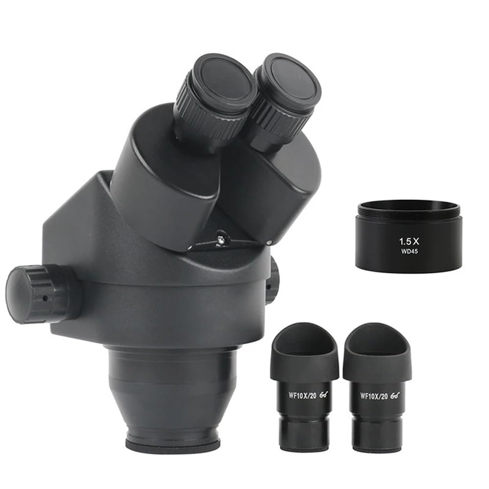 Microscope Continuous Zoom 7X-45X Stereo Binocular Microscope WF10X/20mm Eyepiece Barlow Lens for Phone PCB Soldering, 7X-67.5X (1.5X)