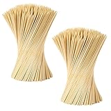 PINGEUI Bambusspieße, 30 cm, Holzspieße, natürliche, extra lange Holzstäbchen für Grill, Grill, Kebab, Obst, Kuchenaufsatz – 4 mm Dicke, 500 Stück